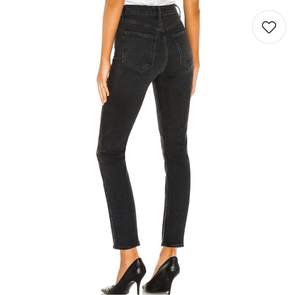 AGOLDE | RILEY HIGH RISE STRAIGHT CROP JEANS IN PANORAMIC BLACK SIZE 25 - Picture 4 of 9